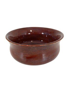 Handmade Reddish Brown & Blue Glaze Pottery Bowl Trinket Dish Artist Signed JB